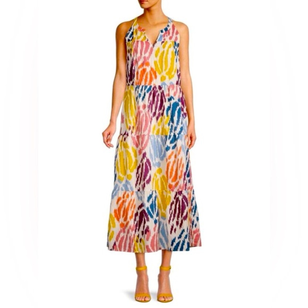 T Tahari Abstract-Print Tiered Dress